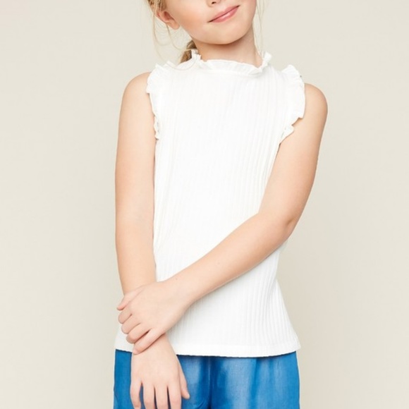 NWT Girls Hayden Mock Ruffle Neck Tank - - Picture 3 of 4